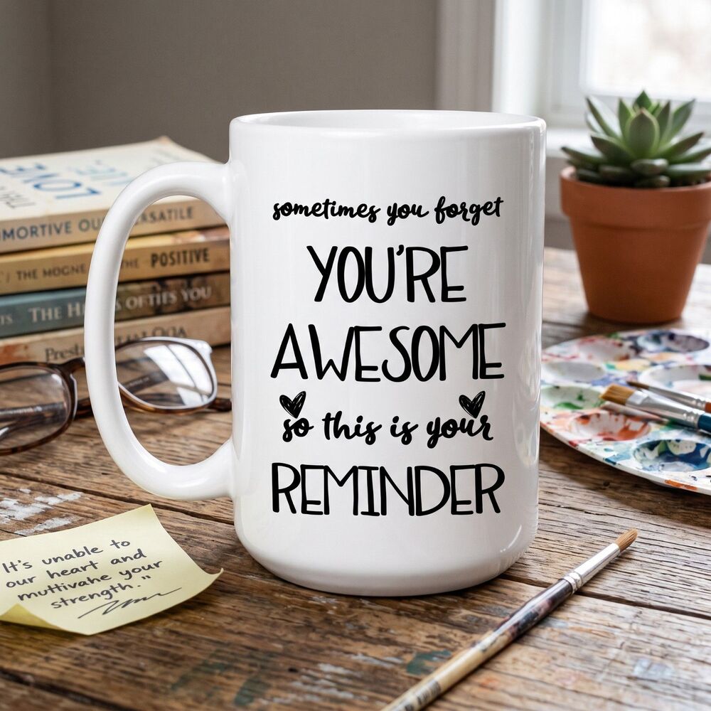 Sometimes You Forget Youre Awesome Mug, Motivational Gift, Positive Coffee Cup